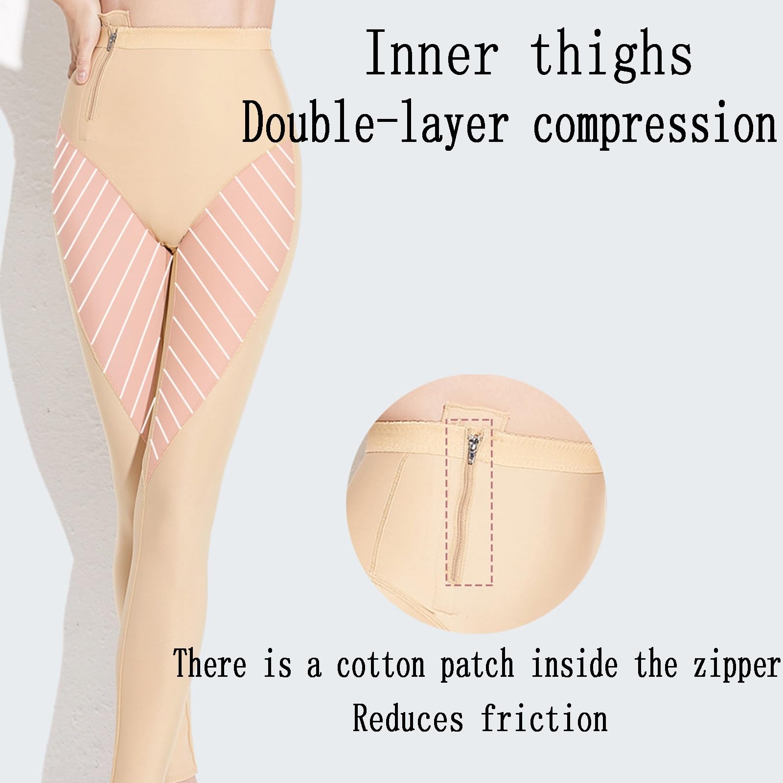 Pantalones Moldeadores de Cintura Alta, con Doble Capa Moldeadora y Cremallera En Un Solo Lado | Cintura ancha，Doble compresión，Corte que realza los glúteos，Forro interior antideslizamiento