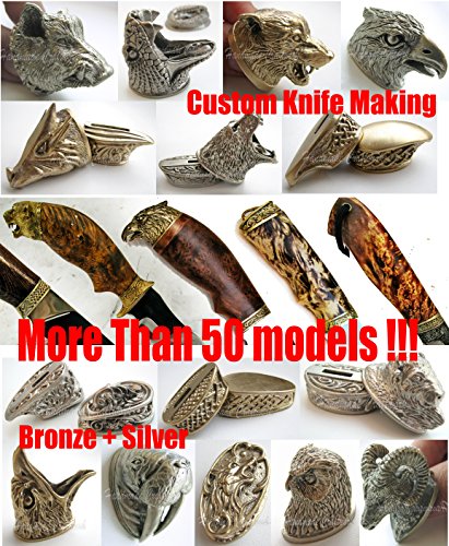 CooB Bronze Eagle Hawk Knife Pommel, Custom Knife Making Accessory, Hand-Casted Solid Metal, 1.65x0.75x1 Inch, Bronze
