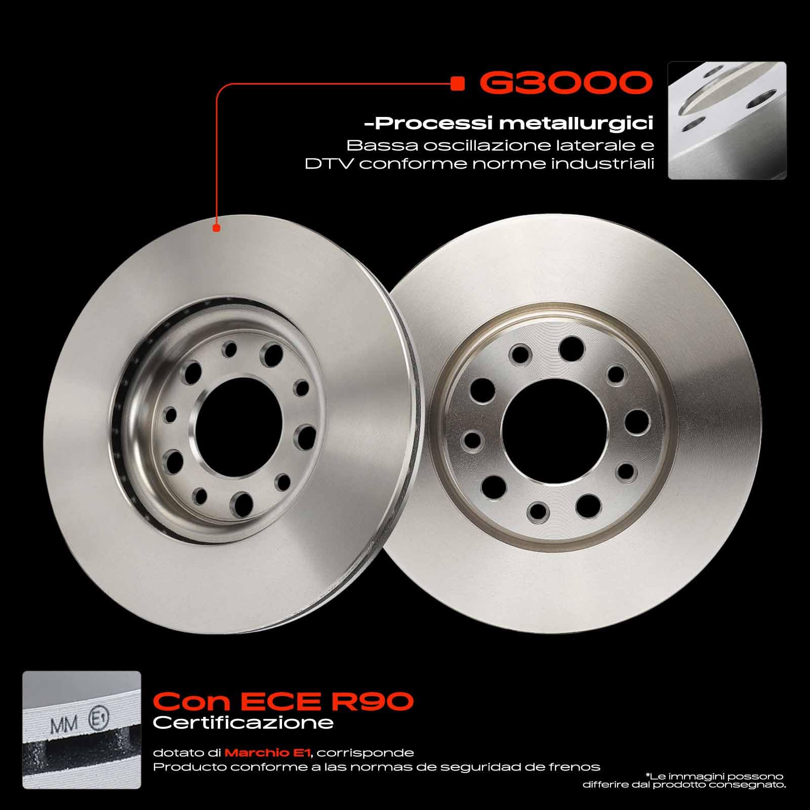 Frankberg 1 set freni incl. 2 dischi freno + 4 pastiglie freno anteriori | Compatibile con: 500X 334, Renegade SUV B1 BU BV