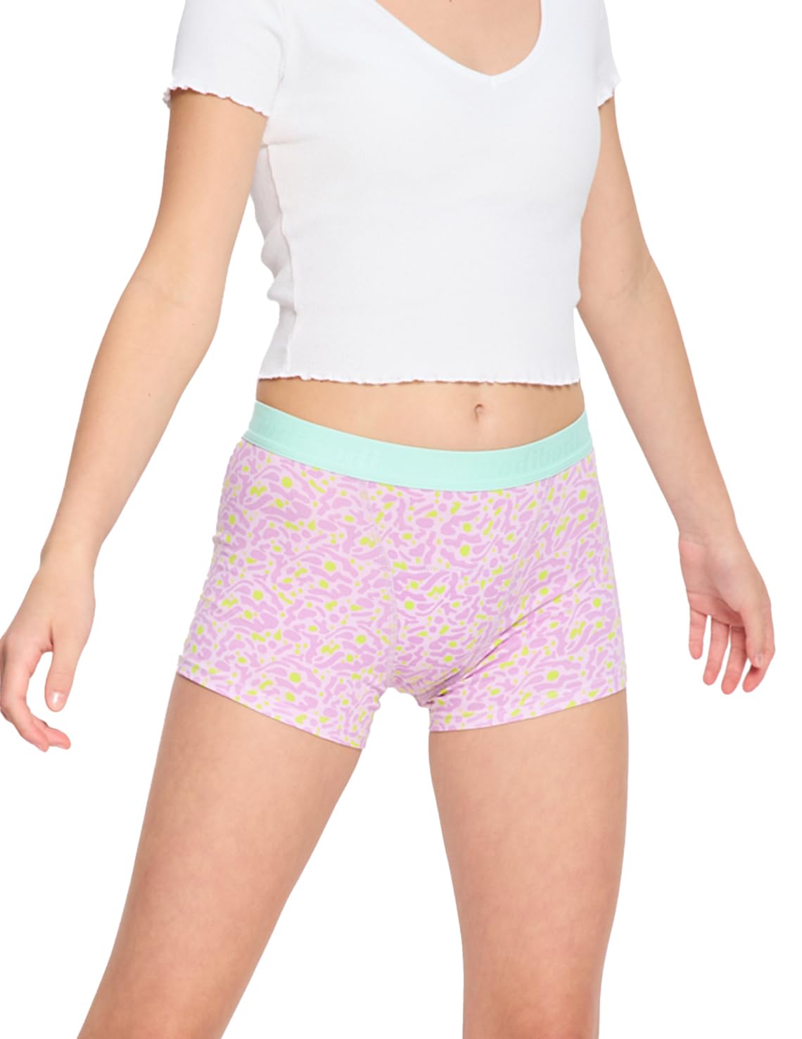 Modibodi Boyshort Period Pants for Teenage Girls Womens Cotton Undies Moderate-Heavy 15ml absorbency Bubblegum Purple Y12-14