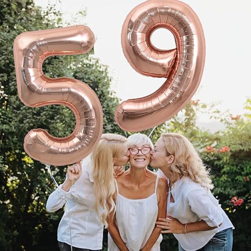 Miniatura 5 de TONIFUL Globos de números grandes de 40 pulgadas de oro rosa del 0 al 9, globos de helio de número 5 dígitos 5, globos de aluminio de Mylar para
