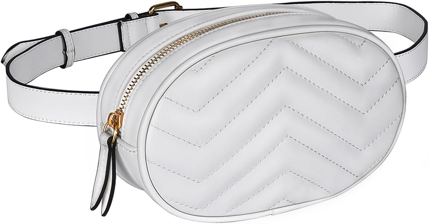 GeestockBum Bag,PU Leather Bumbags for Ladies, Fashion Waist Packs for Women, Waterproof Fanny Pack for Daily,Holiday,Shopping,Travel,Birthday Party (White)