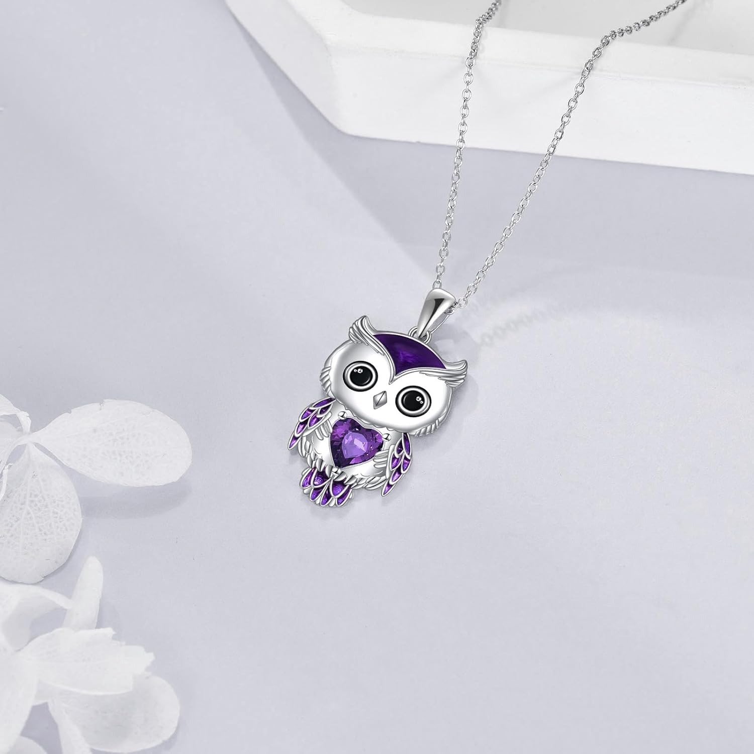Owl Necklace Jewelry Gifts for Women Sterling Silver Birthstone Owl Pendant Necklace Christmas Jewelry for Women - Image 4