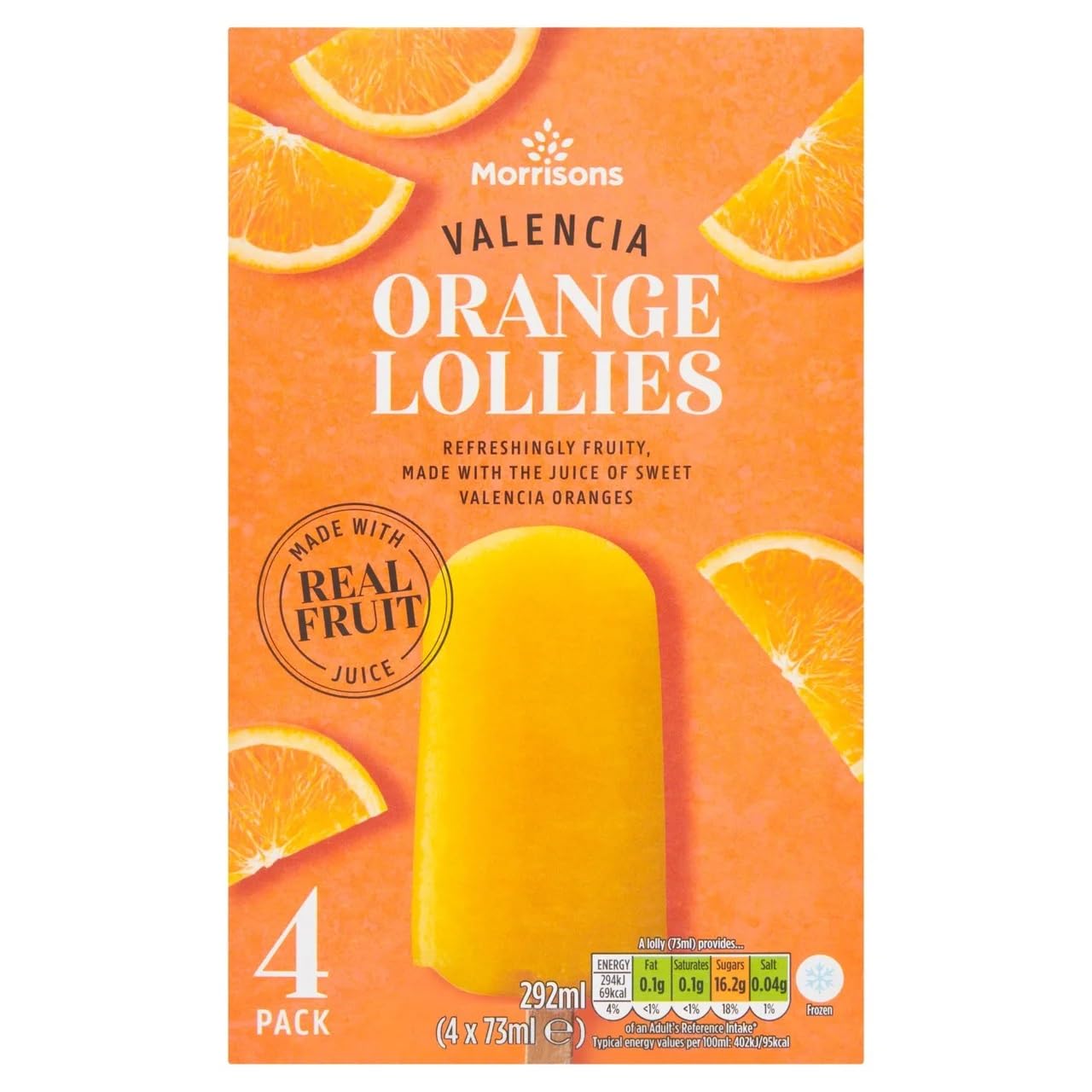 Morrisons Valencia Orange Ice Lollies 4 x 73ml