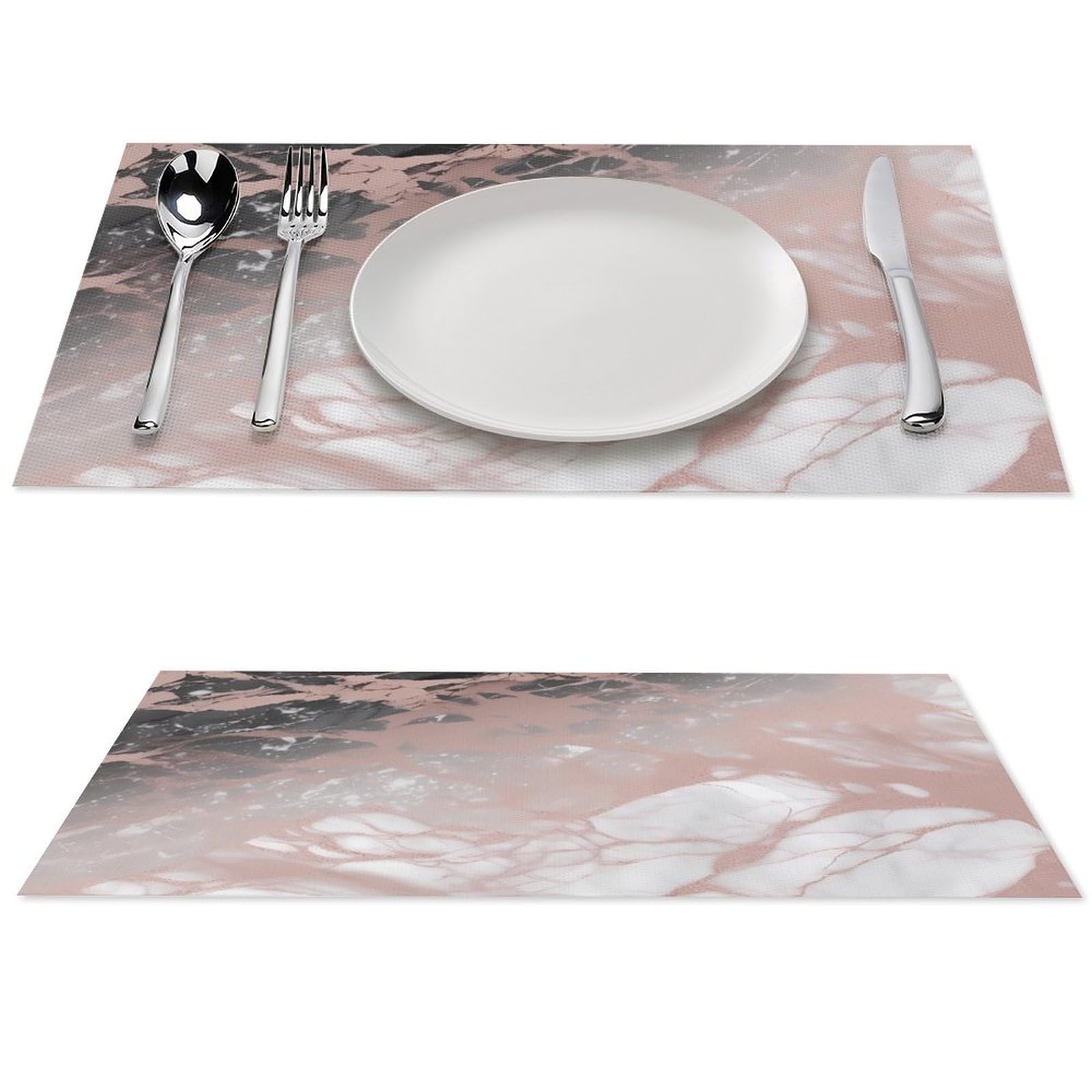 Set de table de salle à manger lavable marbre rose doré lot de 6 pièces durable