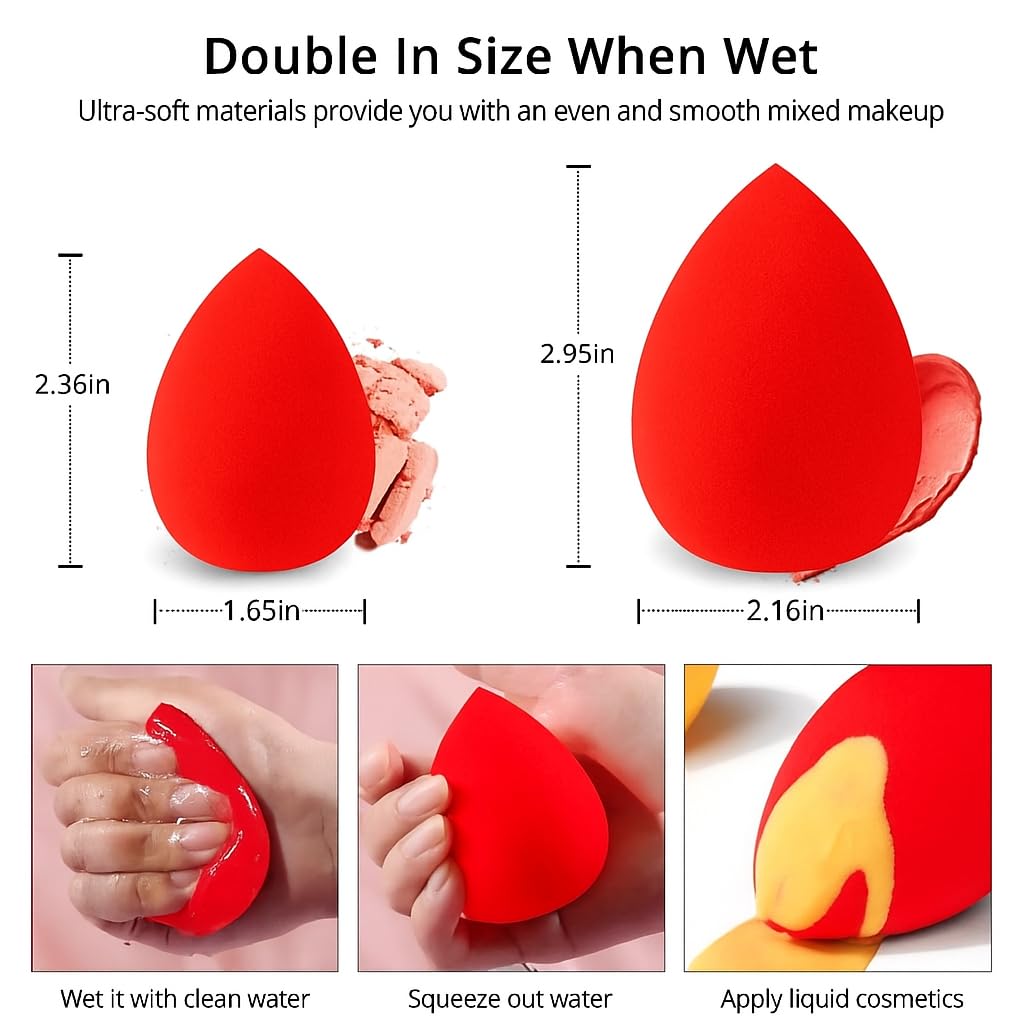 Professional Beauty Blender Makeup Sponges Set - 8 Pack Premium Foundation Blending Sponges, Latex-Free Hypoallergenic Cosmetic Beauty Sponges for Flawless Liquid Powder Cream Application