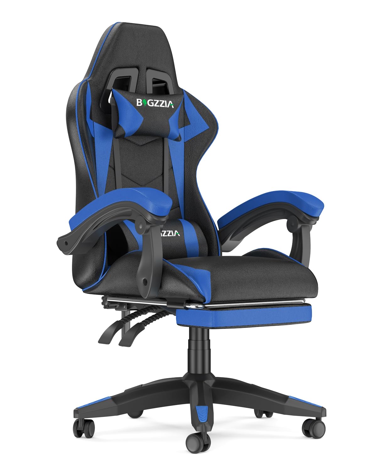 Racingreat Ergonomic Gaming Chair with Adjustable Height, Reclining Feature, Headrest, and Lumbar Support for Adults (With Footrest, Blue)