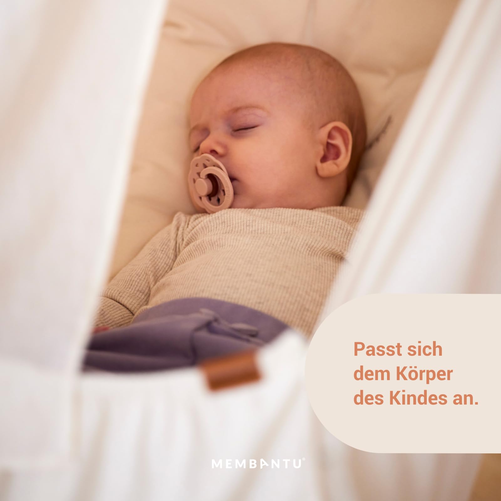 Federwiege Basic – 100 % Bio-Baumwolle, sanft & sicher für Babys, kompatibel Wiegenständer & LeeLo Motor, Abnehmbarer Bezug, natürliche Geborgenheit