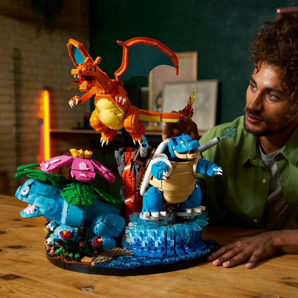 LEGO Pokémon Venusaur, Charizard i Blastoise 72153 | Kolekcjonerskie figurki Pokémonów, duży zestaw klocków dla dorosłych, prezent dla fana gry, dekoracja, 6838 elementów