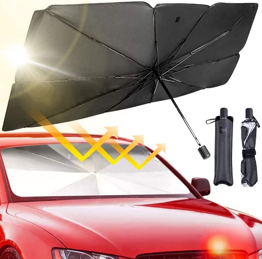 Goodern Car Windshield Sun Shade Umbrella - Foldable Car Umbrella Sunshade Cover Car Front Window (Heat Insulation Protection) for Auto Windshield Covers Trucks Cars