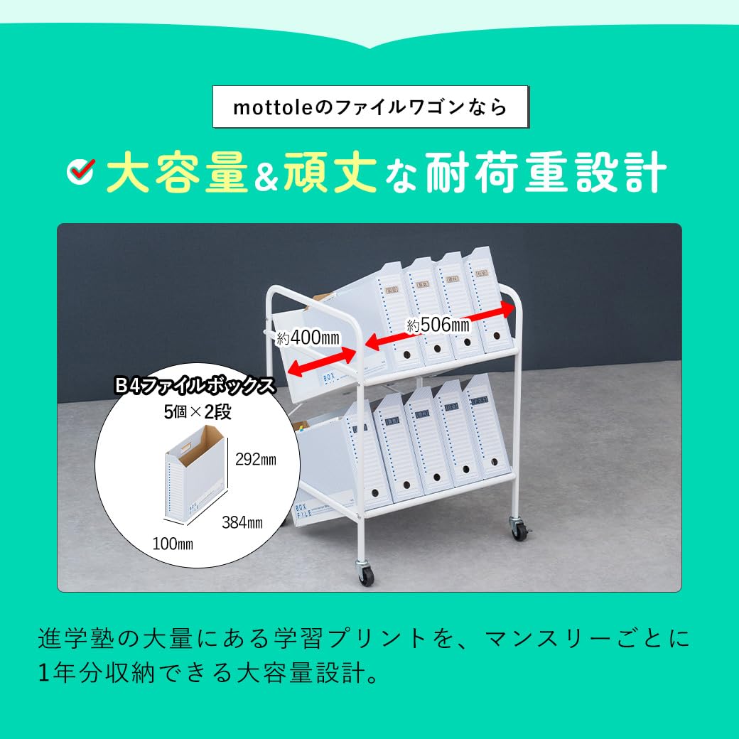 ファイルラック スチール 収納 ワゴン Amazon.co.jp: mottole ファイルワゴン キャスター付き 斜め 2段 B4