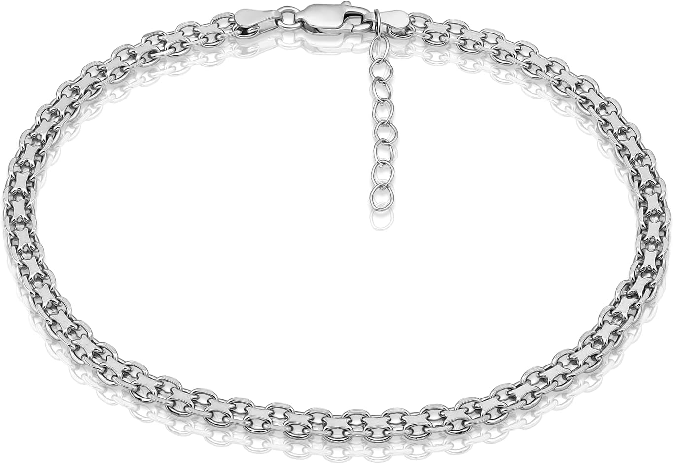 Hoops & Loops Sterling Silver Bismark Design Anklet
