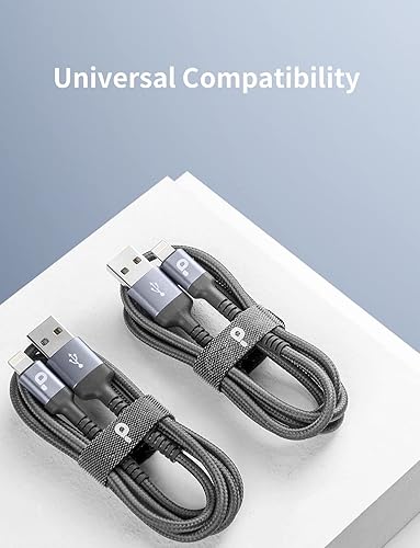 Miniatura 7 de Paquete de 2 cables de carga para iPhone, 6 pies, cable Lightning trenzado de nailon, certificado MFi de Apple, cable de carga rápida para iPhone