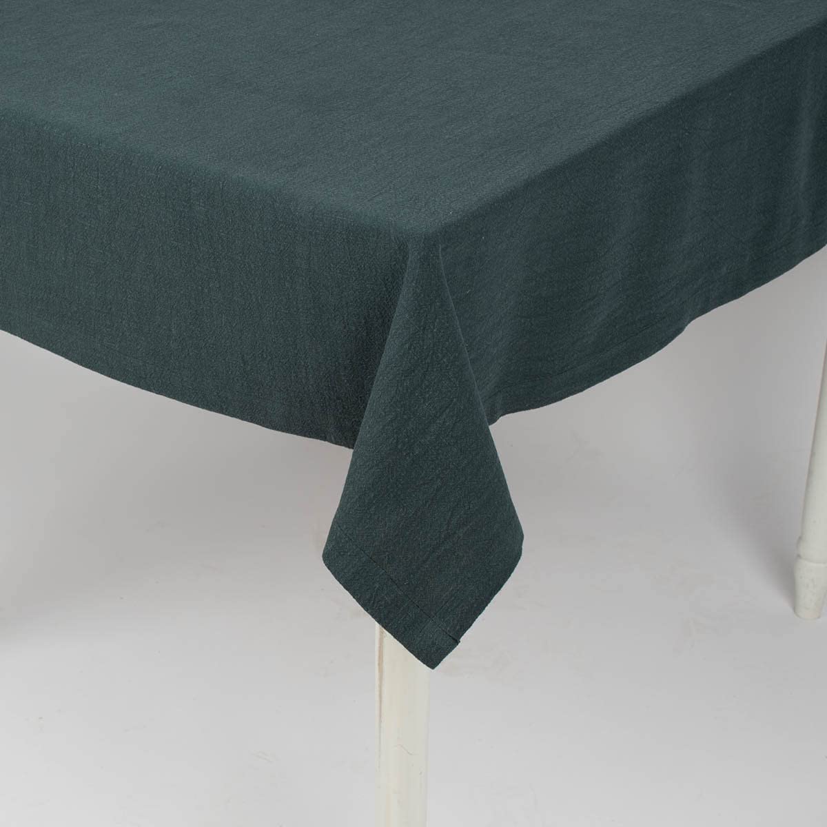SCHÖNER LEBEN. Nappe Bio Ramie - Aspect lin - Uni - Vert foncé - Différentes tailles - Dimensions : 100 x 100 cm