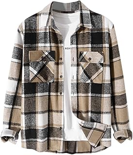 ZAFUL Men's Unisex Plaid Shirt Casual Flannel Jacket Button Down Long Sl...