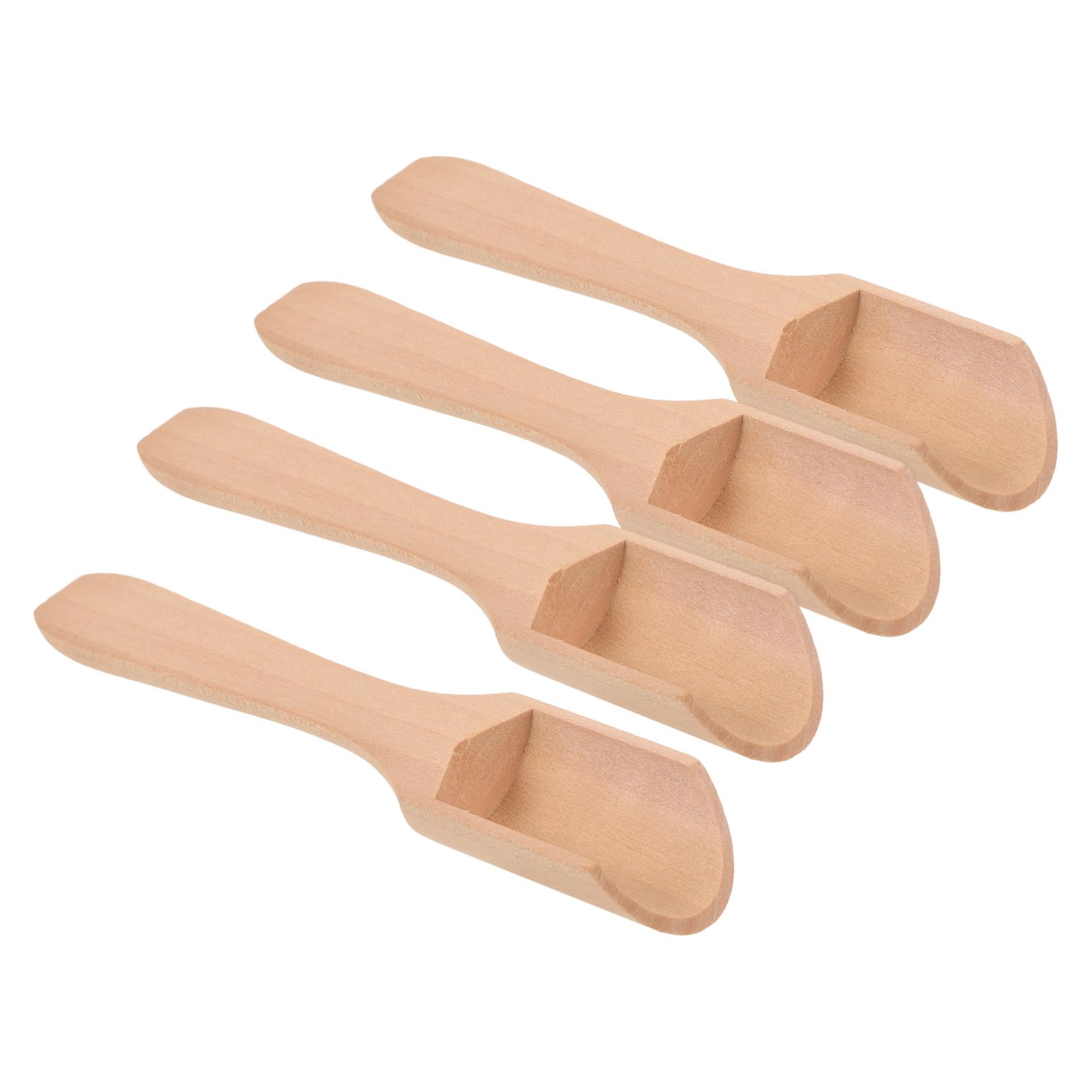 SAFIGLE 4pcs Miniature Wooden Tea Stirrer Sugar Spoons Set Small Condiment Scoops for Coffee Bath Salt