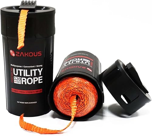 Miniatura 7 de Contenedor de cuerda multiusos de 120 pies, 1100 libras de resistencia, 100% cuerda de nailon, uso versátil para artículos esenciales de campamento