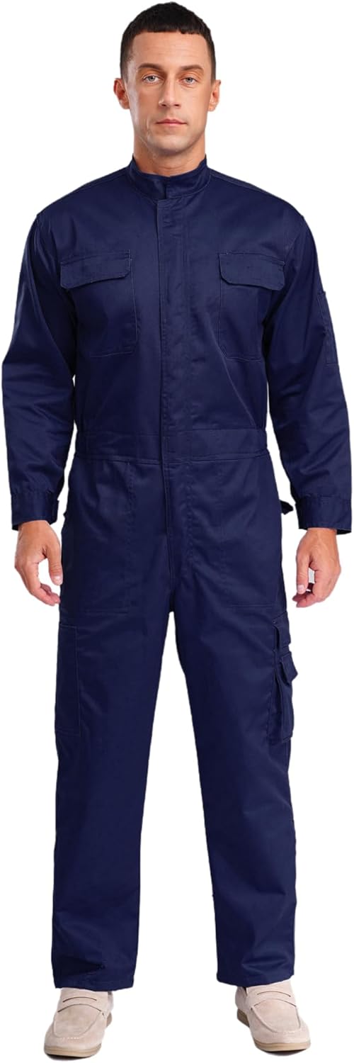 Moily Mens Workwear Coveralls Work Mechanic Jumpsuits One Piece Long Sleeve Coverall Work Uniforms