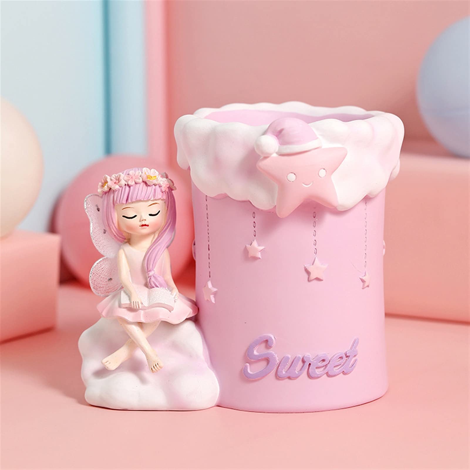 Portapenne Carino Bolla Ragazza Penna Penna Cartoon Pink Cat Resin Pencil Supporto per Studenti Scrivania Brush Brush Organizer Forniture Articoli di cancelleria Regali (Color : E)