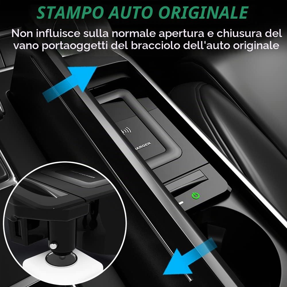Caricabatteria da Auto Wireless per Audi A6 S6 RS6 A7 S7 RS7 2019 2020 2021 2022 Tutti i Modelli, 15W Rapida Ricarica Telefono Pad per Audi A6/A7 Accessori, Regalo per i Possessori di Audi