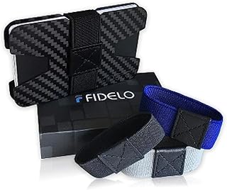Minimalist Wallet For Men - Slim RFID Blocking Mens Wallets Credit Card Holder. 3K Carbon Fiber. The Compact Wallet Comes With 5 Colors of Cash Bands - Minimalist Original