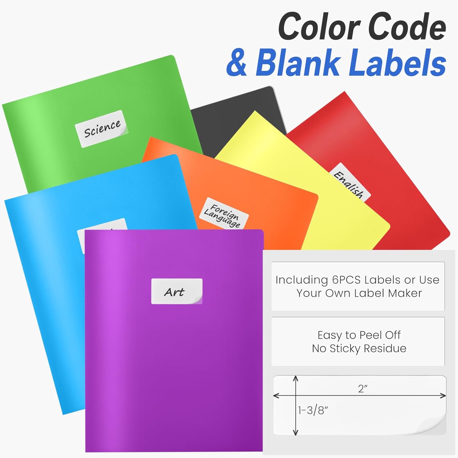 Folders with Poets, 2 Poet Folders with Extra Labels, Plastic