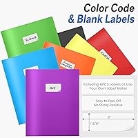 Vista 2 de Sooez Paquete de 7 carpetas con bolsillos, 2 carpetas de bolsillo con etiquetas adicionales, carpeta de plástico con bolsillos, carpeta de archivos