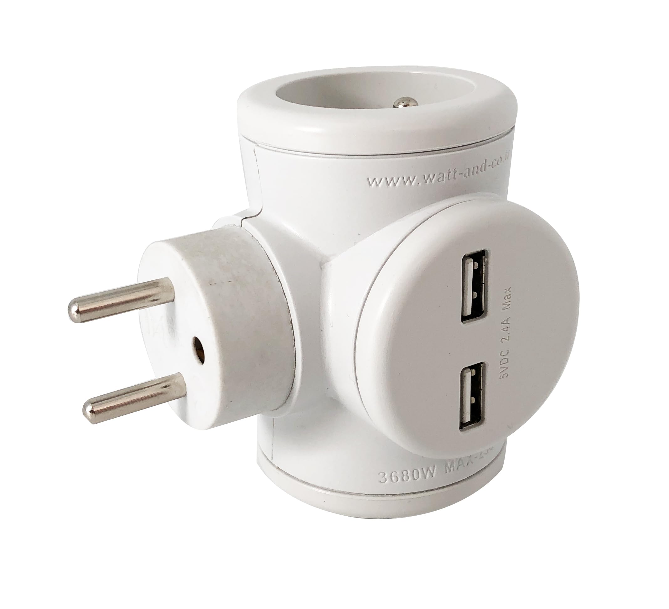 Prise électrique Watt&co MULTIPRISE USB ROTATIVE BIPLITE 2 X 16A + 2 X