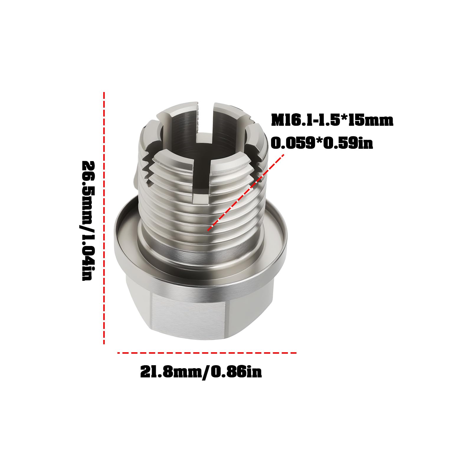 Kit de Reparación de Tapón de Drenaje de Aceite Autorroscante M16.1-1.5x15MM para Automóviles SUV Y Camionetas Ligeras