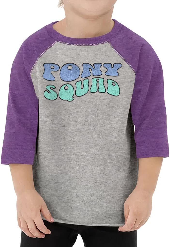 Pony Squad Toddler Baseball T-Shirt - Bright 3/4 Sleeve T-Shirt - Colorful Kids' Baseball Tee