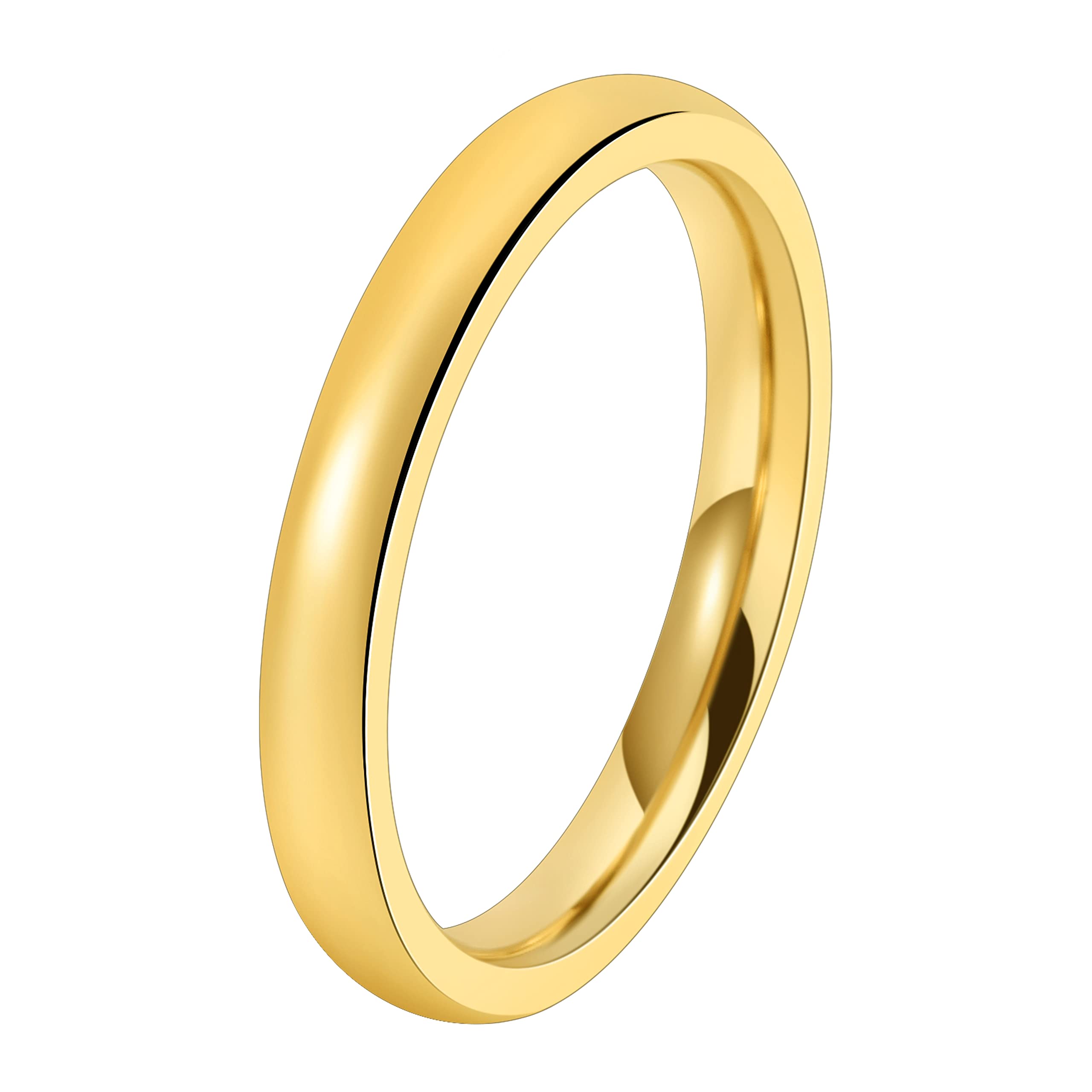 DOOSTI Trauring/Ehering/Partnerring -INSPIRATION YELLOW Chirurgischer Edelstahl 316L - hochwertiger Edelstahlring Gelbgold vergoldet- Damen und Herren Variante - Mit Gratis Wunschgravur