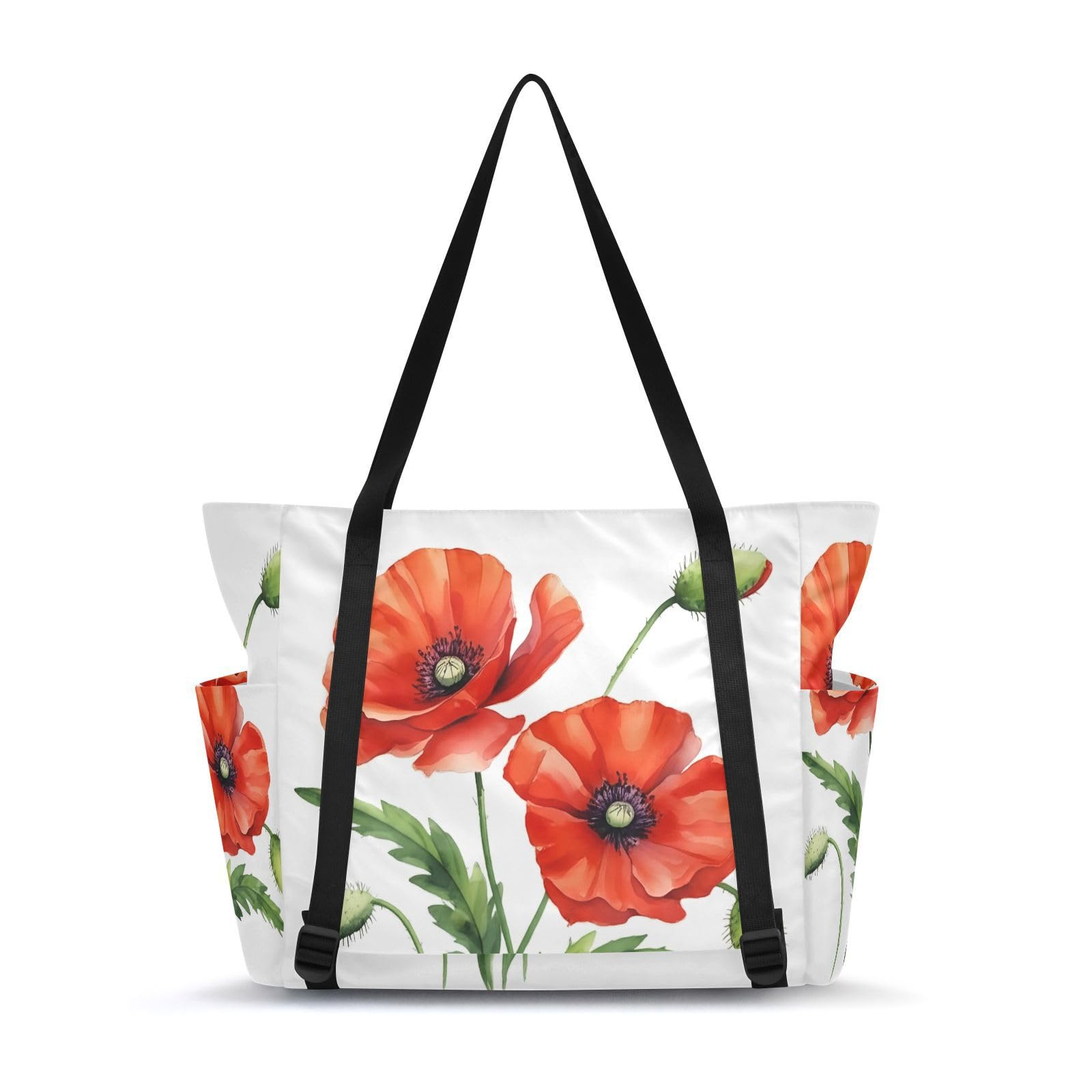 Lxqimora Flower Bud Watercolor White Yoga Mat Bag for Women Water-Resistant Gym Bag with Yoga Mat Holder Tote Bag for Gym Travel Office Pilates