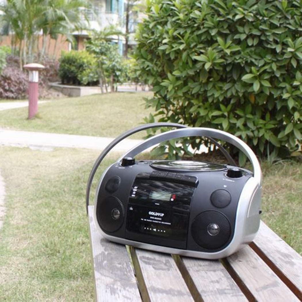 Radio Retro, Boombox de CD portátil, grabadora de Casete, con Control Remoto, Radio Am/FM, Entrada AUX de 3,5 mm, Conector para Auriculares, Pantalla LED, se Puede conect