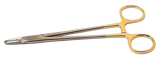 FusionKraft Mayo Hegar Needle Holder, Tungsten Carbide (TC) Jaw Inserts, 7