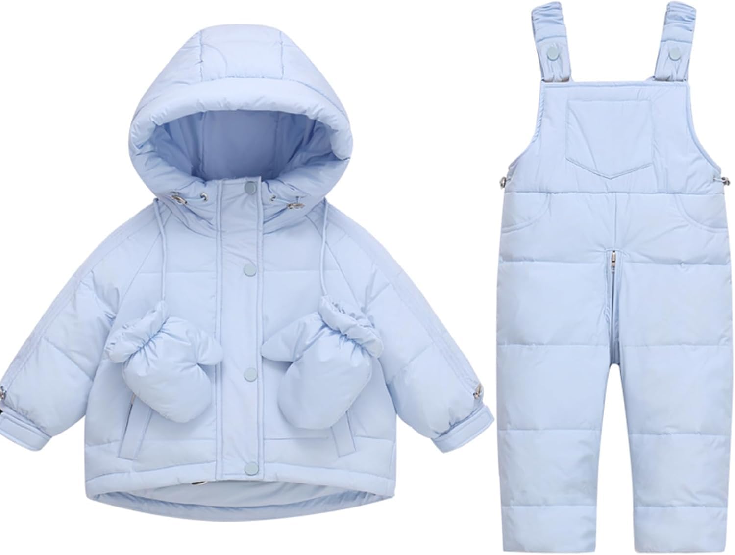 Niños niñas Traje de esquí Conjunto de Dos Piezas con Capucha Caliente Abajo Parker Ocio Viento Traje de Nieve a Prueba de Viento Impermeable Engrosada Conjunto de Dos Piezas