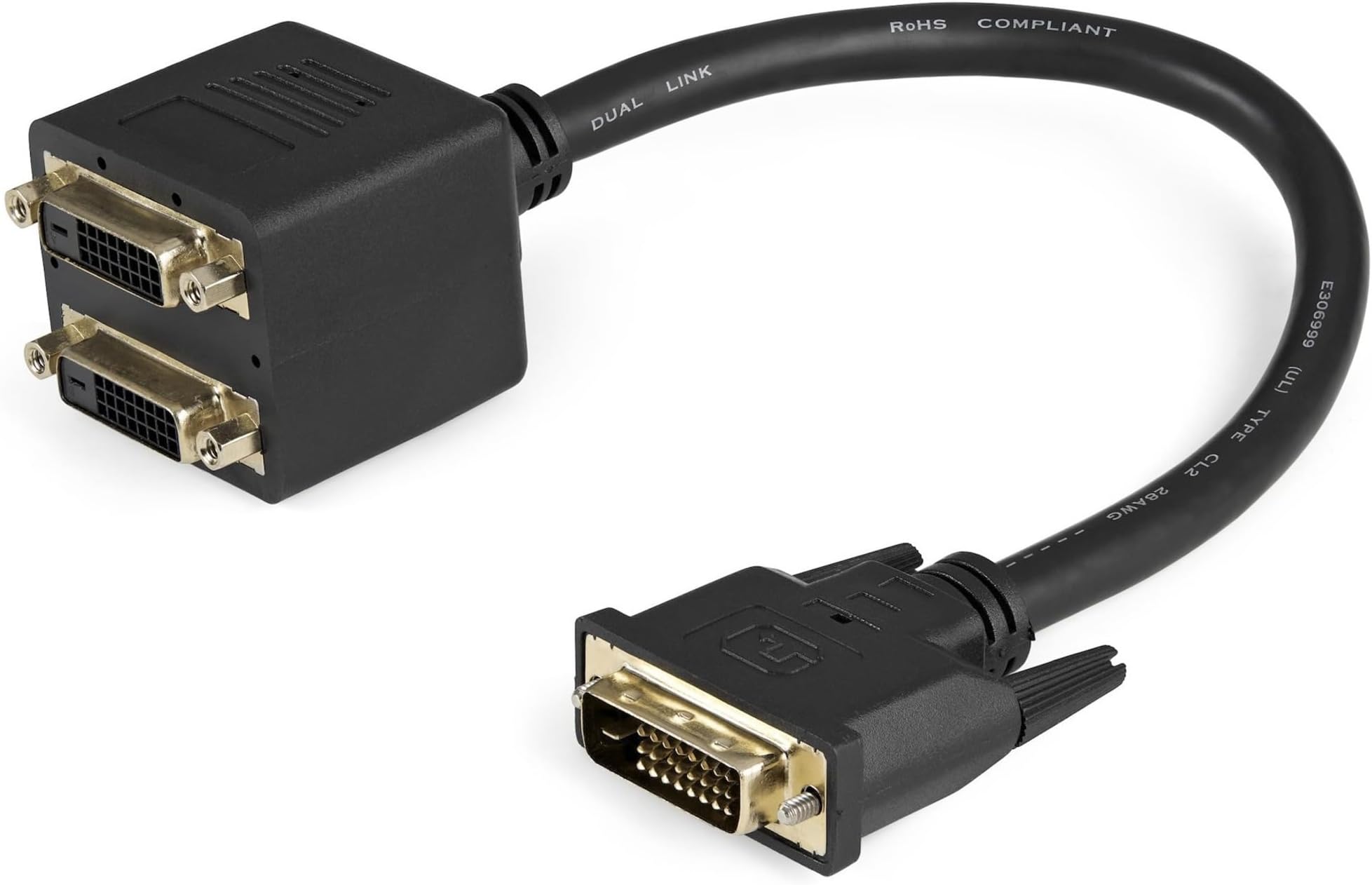 StarTech.com 1ft DVI Splitter Cable - M/F - DVI-D to 2x DVI-D Dual Video Splitter for Your Split Screen Computer Monitor (DVISPL1DD), Black