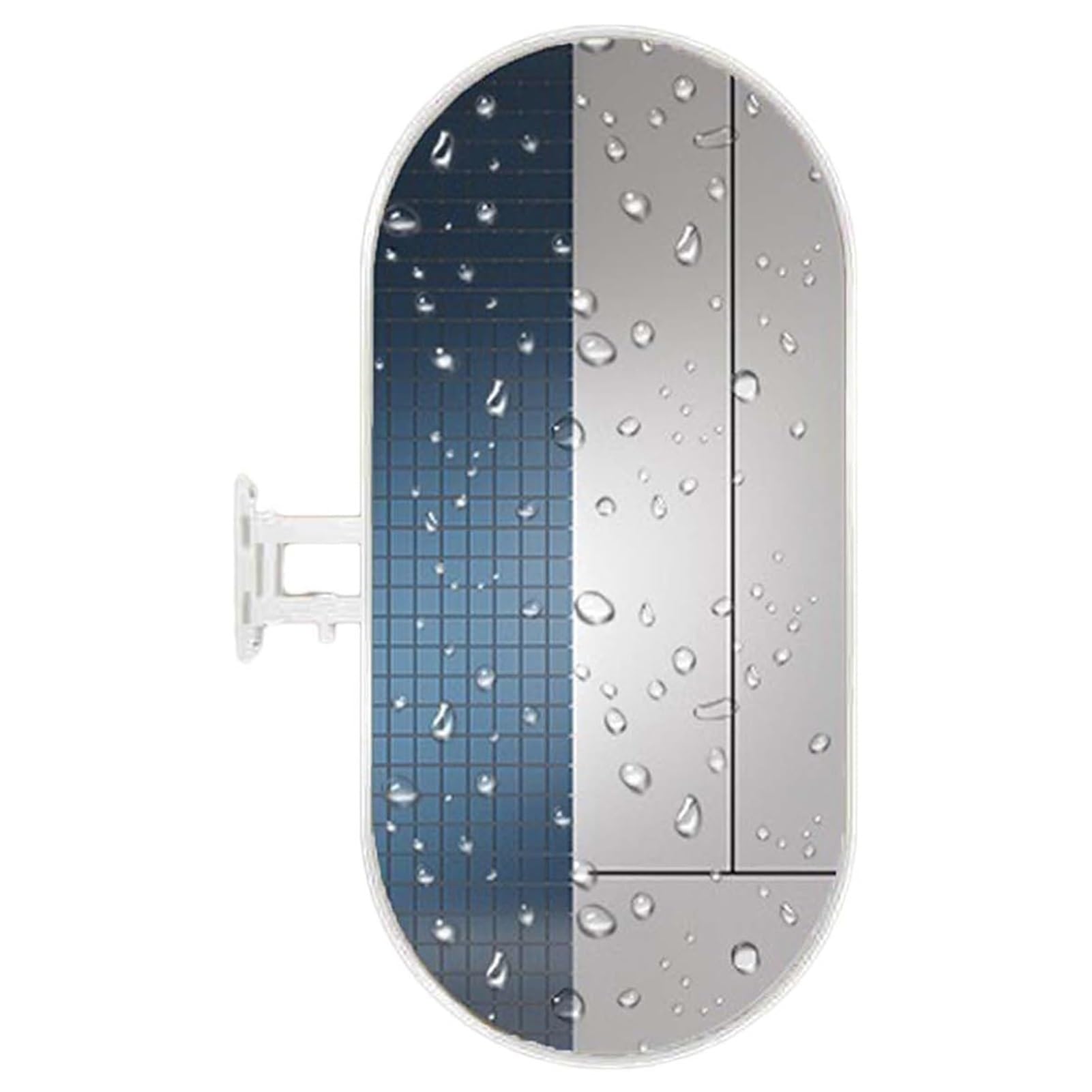 QICBYING Oval Hanging Bathroom Corner Mirror, Wall Mounted Dressing Make-up Mirrors, Rotatable And Foldable Wall Mirrors For Home Decor, HD, Explosion Proof, For Bathroom Vanity(White,50L x 90W cm)