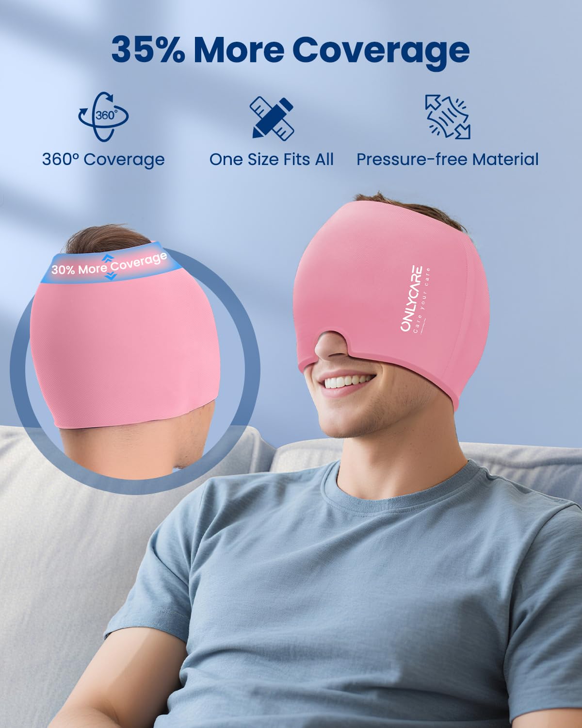 ONLYCARE Migraine Relief Cap for Women, Headache Relief Cap Ice Pack Mask — Amazon image 4