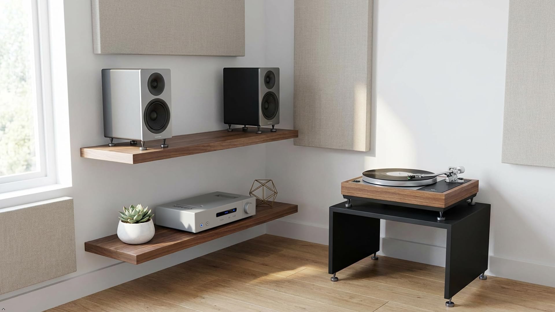 PrecisionGeek Kolce głośnikowe M6 z podkładkami izolacyjnymi 20 mm, zestaw 4 kolców + 4 podkładki, anodowane aluminium, szare, głośniki HiFi, stojaki AV, subwoofery i sprzęt audio, nóżki