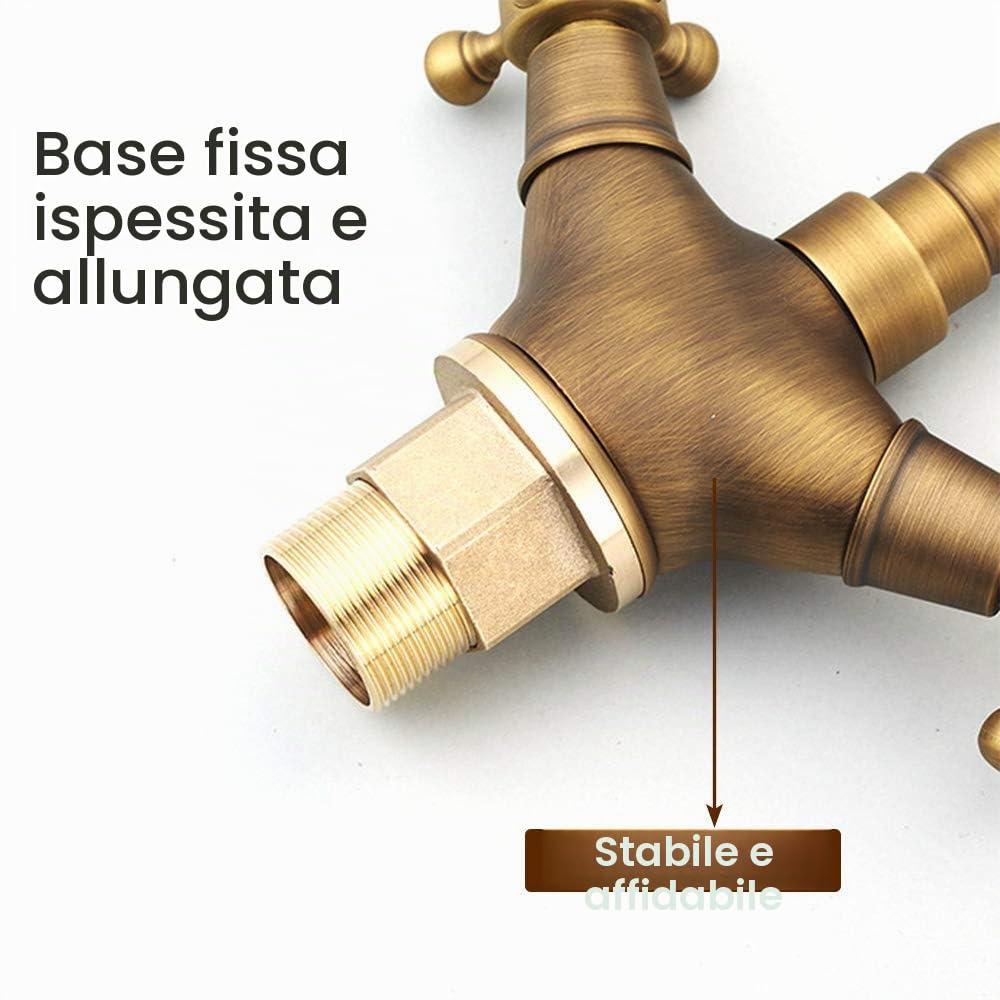 Rubinetto per lavabo in ottone antico, miscelatore retrò per bagno, rubinetto acqua calda e fredda girevole a 360°, design vintage, G1/2"