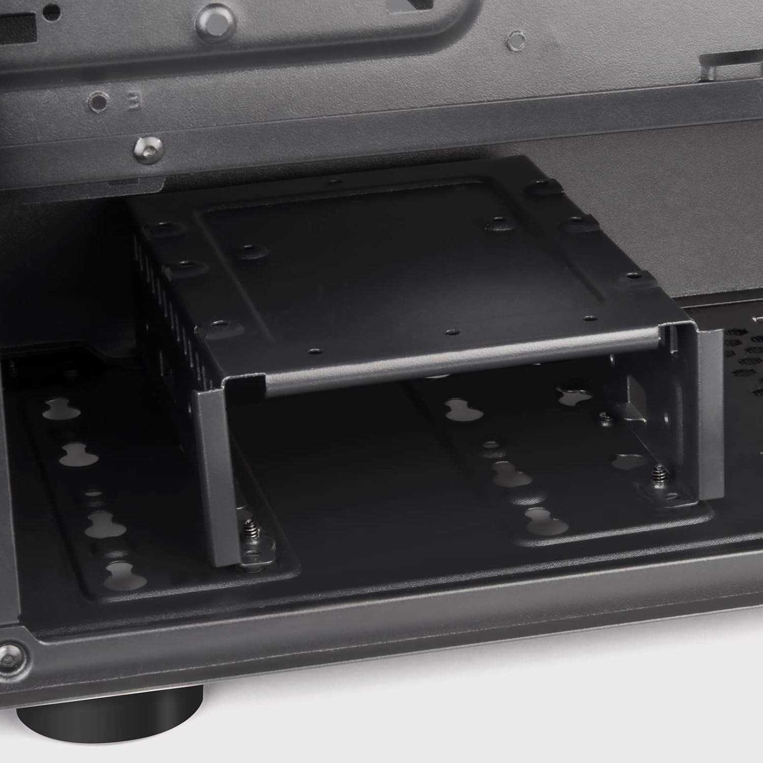 Close-up of the rear expansion slots on the SilverStone FARA R1 V2 case