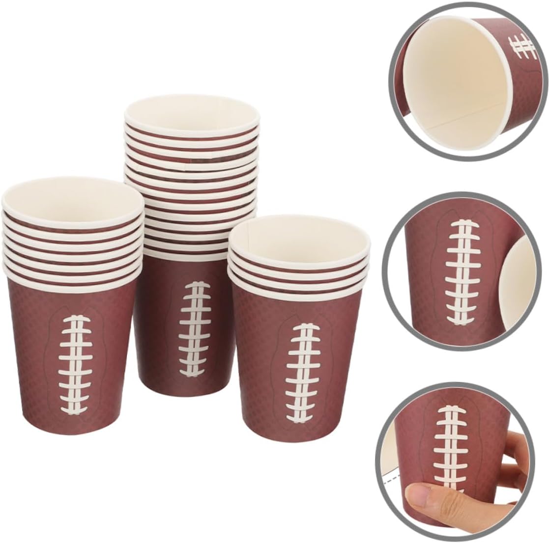 48pcs Rugby Paper Cups Disposable Drinking Cups Brown Color Sports Party for Game Day Tailgating Birthday Celebrations