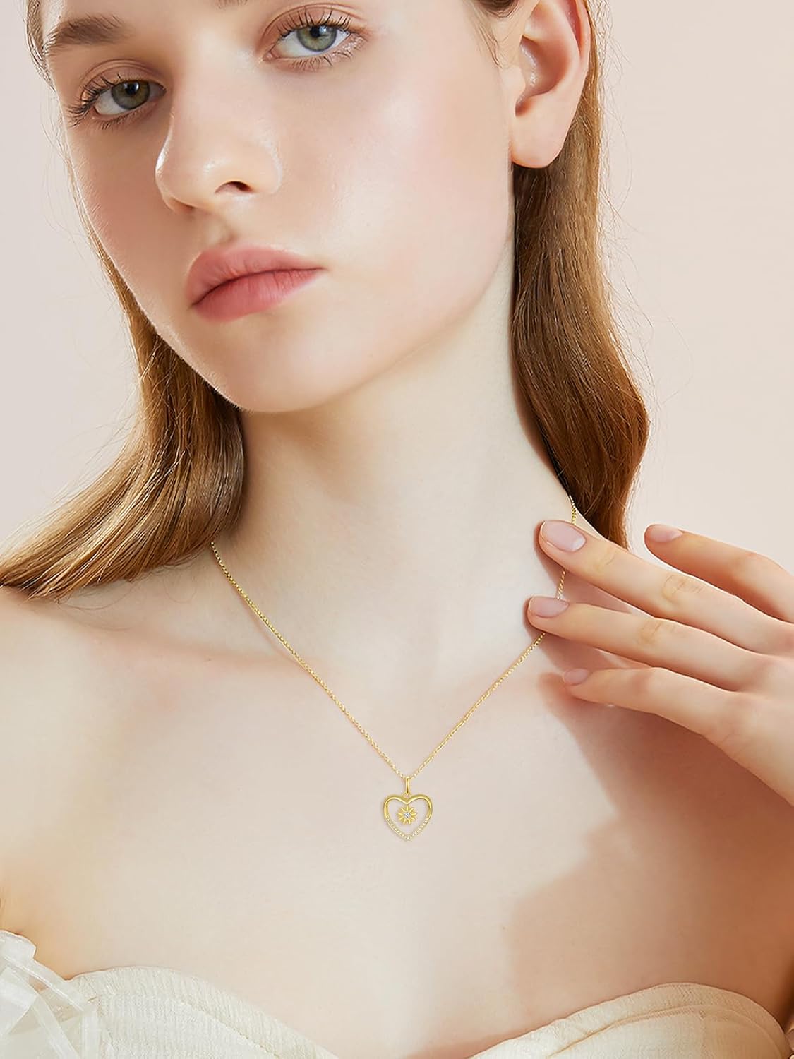 14K Solid Gold Heart Necklace for Women, Real Gold Heart Pendant, Mothers Day Gifts for Mom, Forever Love Necklaces Dainty Two Hearts Pendant Necklace, Jewelry Birthday Gifts for Mother, Wife, Grandmother - Image 3