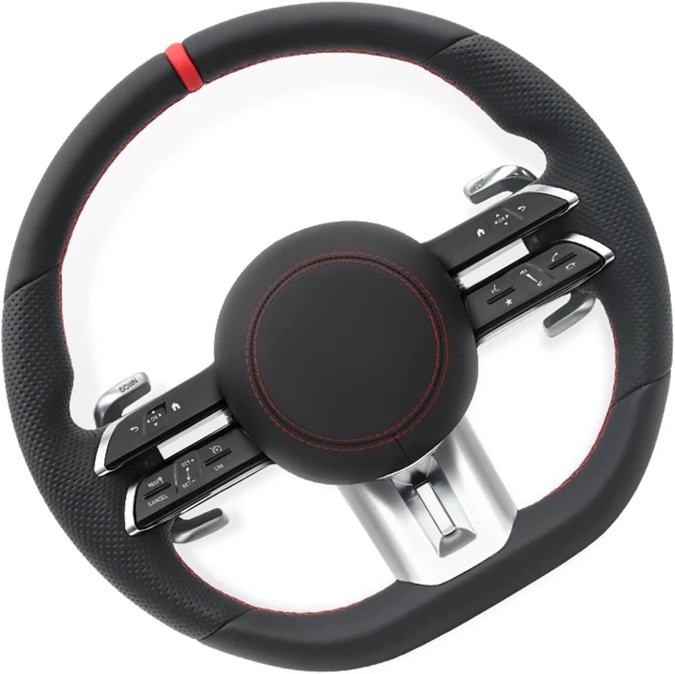 Car Leather Steering Wheel Compatible For Benz AMG W204 W205 W212 W213 W221 W222 W218 W177 C63 G63 A B C E G Class GLA GLB GLC GLE