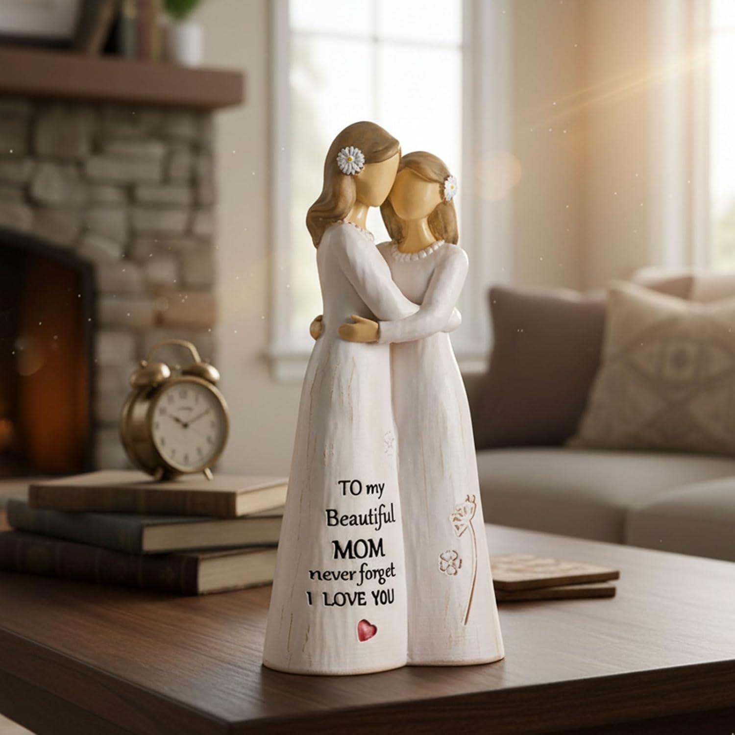 NAN ZAI NAN FANG Gifts for Mom from Daughter Mother Daughter Figurine 5.5" Resin Hand-Painted Sculpture Mothers Day Birthday Thanksgiving for Moms Home Decor Figurines - Image 6