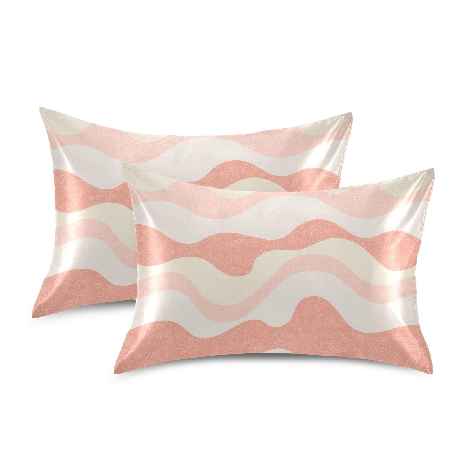 Moisture Wicking for Hot Sleepers, Hair and Skin Friendly, Children Fashion Wavy Nautical Smooth Dual Sides Silks Pillow Cover, Silk Pillowcase for Hair and Skin, Breathable Cool Silky Soft