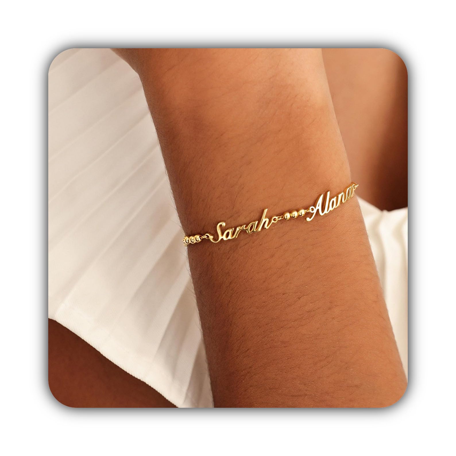 Bracelet prénom et perle d'espacement Hongyu en argent pour enfants - 8