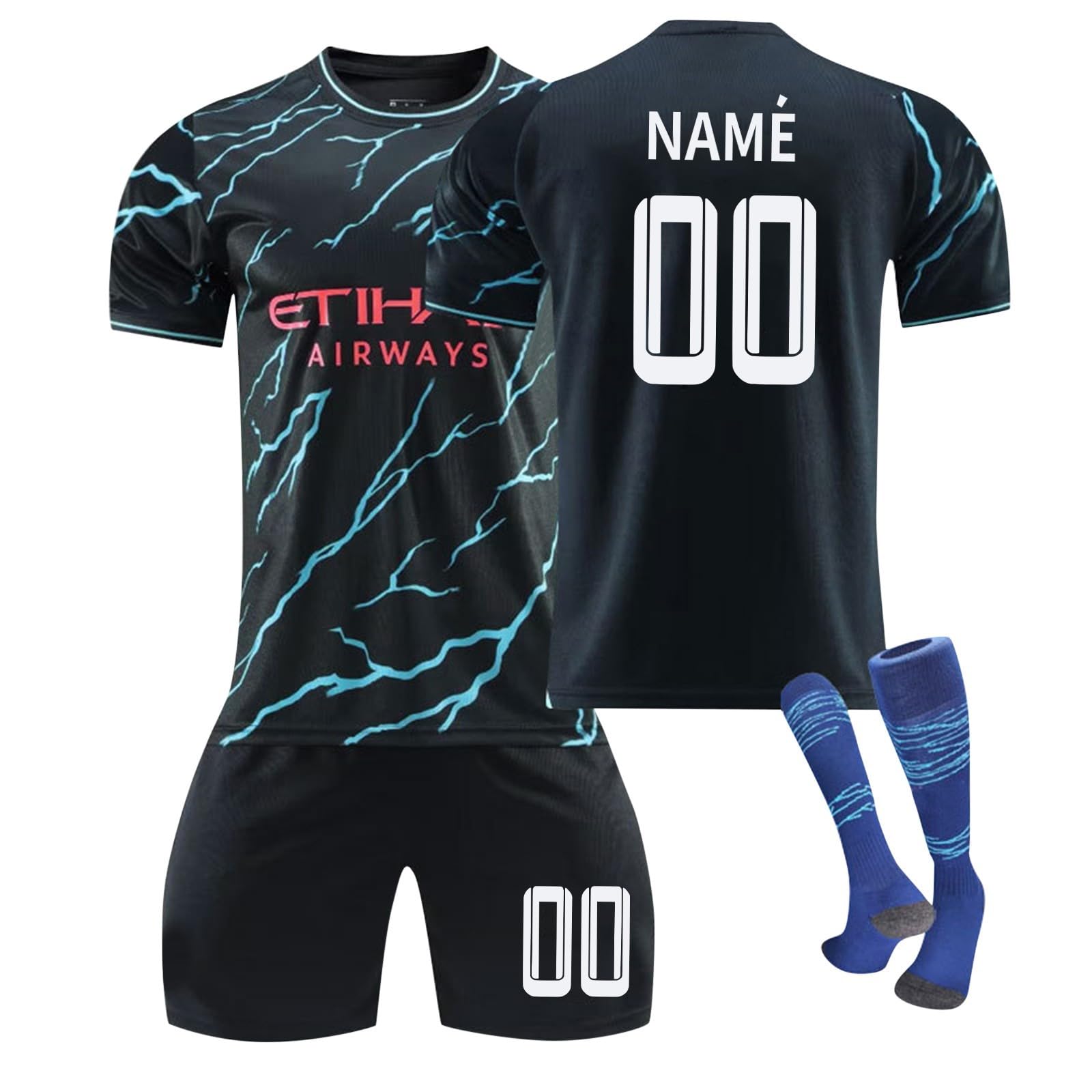 Custom Haaland Conjunto Camiseta y Pantalón Personalizado Camiseta de Entrenamiento Deportivo con Nombre y Número Ropa Futbol Niño Infantil/Adulto-Haaland Camisetas de Jugadores fútbol Infantil Adulto