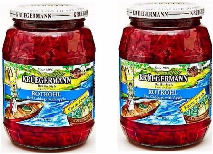 SHIPS FREE Get (2) 32 fl.oz. Jars Of Kruegermann Rotkohl Red Cabbage with Apple Jars (64 fl.oz)