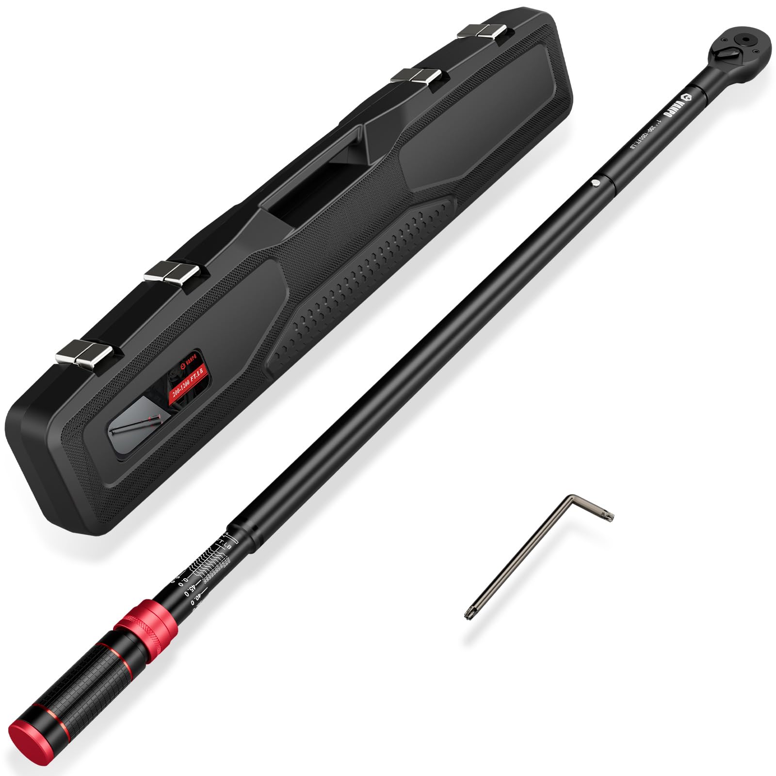 VANPO 1-inch Drive Click Torque Wrench, 200-1200 Ft-Lb,for Trucks | 271-1626 Nm, 48.03'' Length, 48-Tooth, Heavy-Duty Torque Wrench Set with a Hex Key &amp; Industrial Machinery